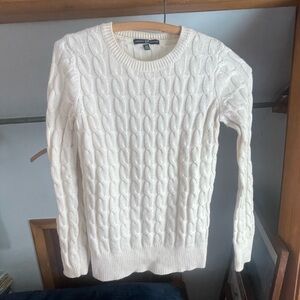 GAP Ivory Cable Knit Crewneck Sweater